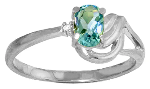 0.46 Carat 14K Solid Yellow Gold My Heroine Blue Topaz Diamond Ring