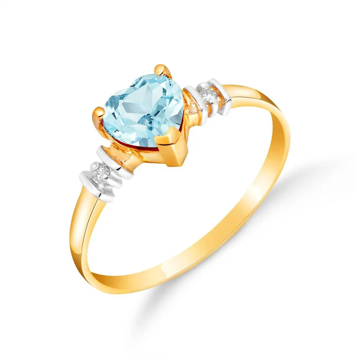 0.98 Carat 14K Solid Yellow Gold Ring Natural Aquamarine Diamond