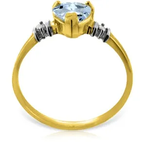 0.98 Carat 14K Solid Yellow Gold Ring Natural Aquamarine Diamond