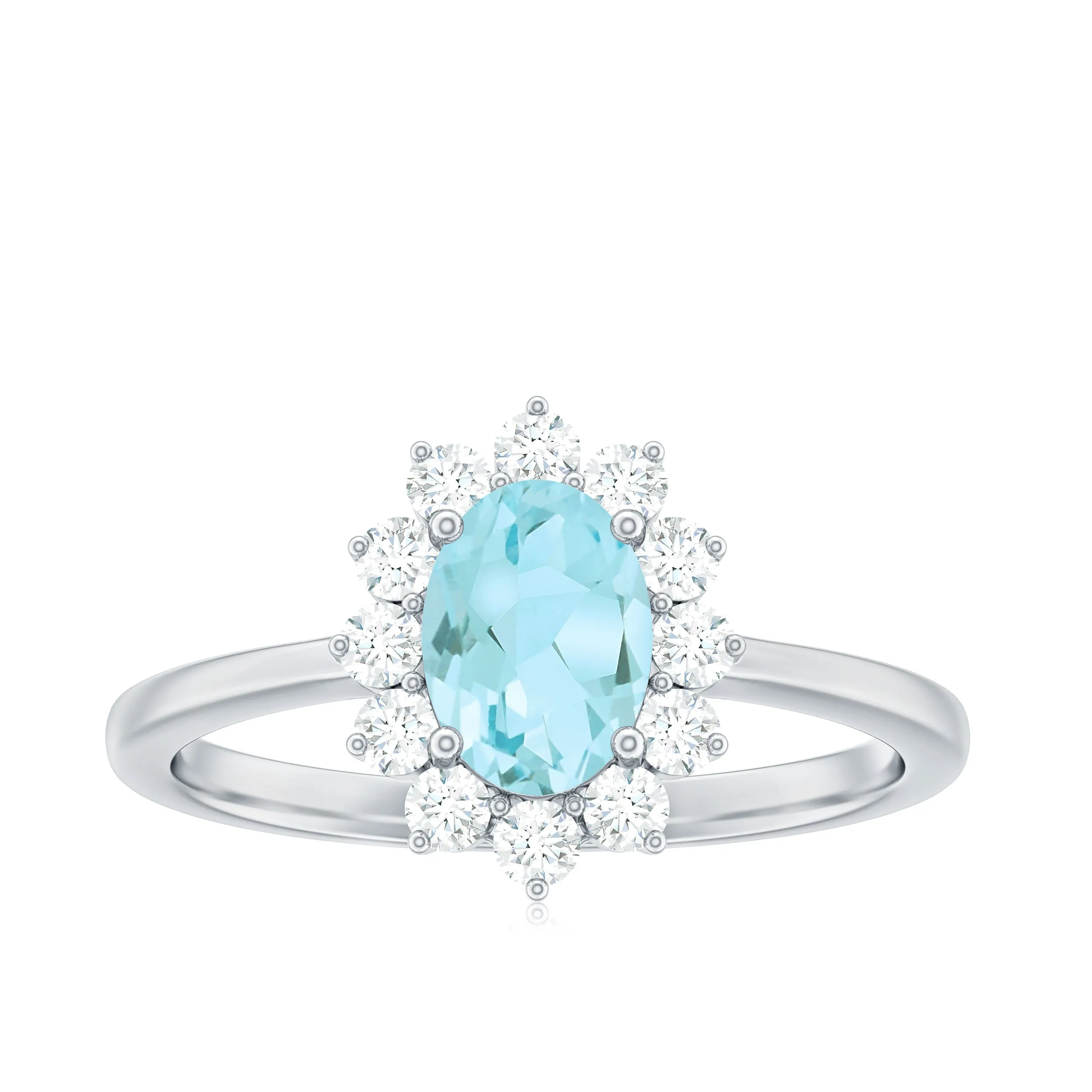 1 CT Princess Diana Inspired Oval Shape Sky Blue Topaz Engagement Ring Diamond Halo