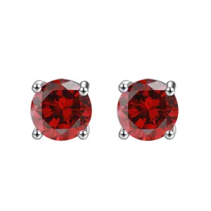 10k White Gold Plated 3 Ct Round Created Ruby Sapphire CZ Stud Earrings