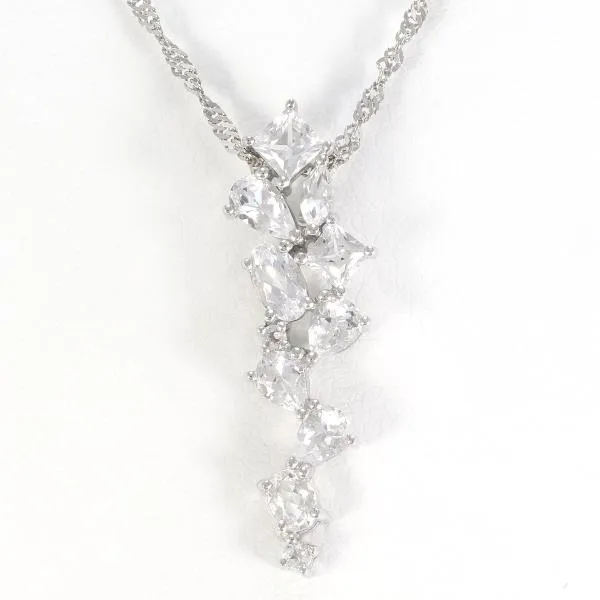 10K White Gold White Topaz Necklace