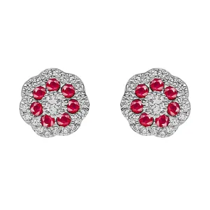 10Kt White Gold Diamond 1/4Ctw & Ruby 3/8Ctw Earring