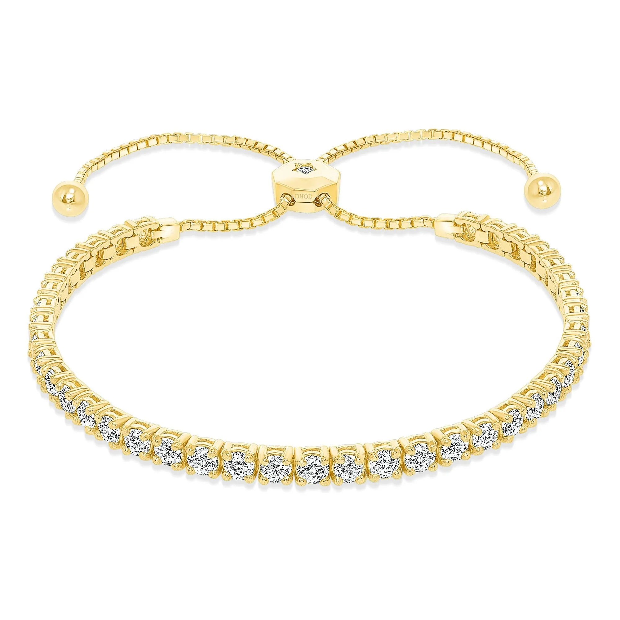 14K Gold Large Adjustable Diamond Tennis  Bracelet