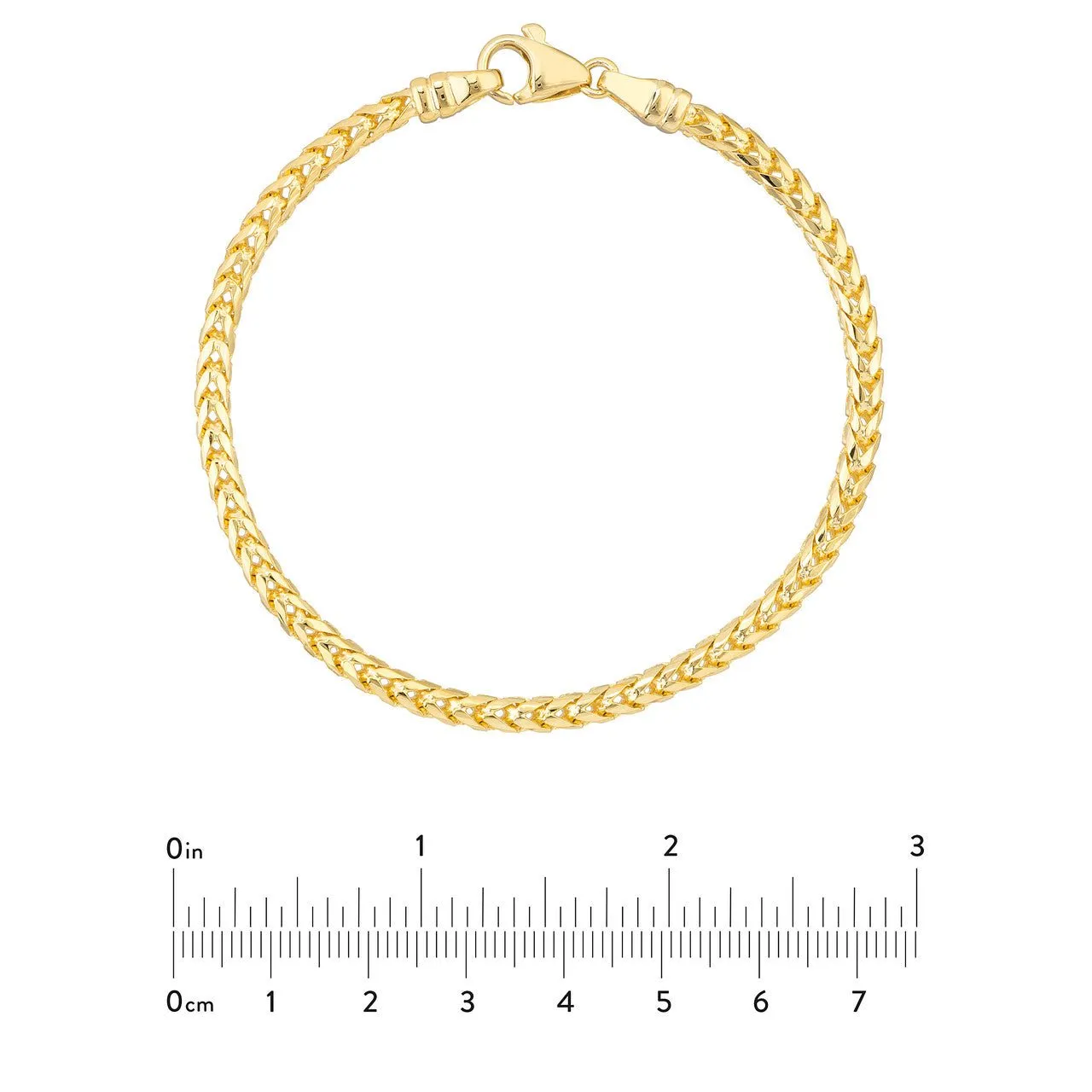 14K Gold Round Diamond Cut Franco Chain Bracelet