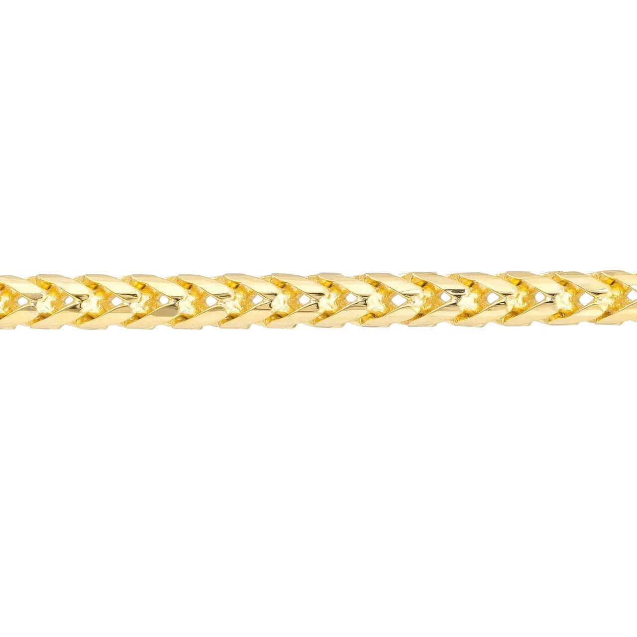 14K Gold Round Diamond Cut Franco Chain Bracelet