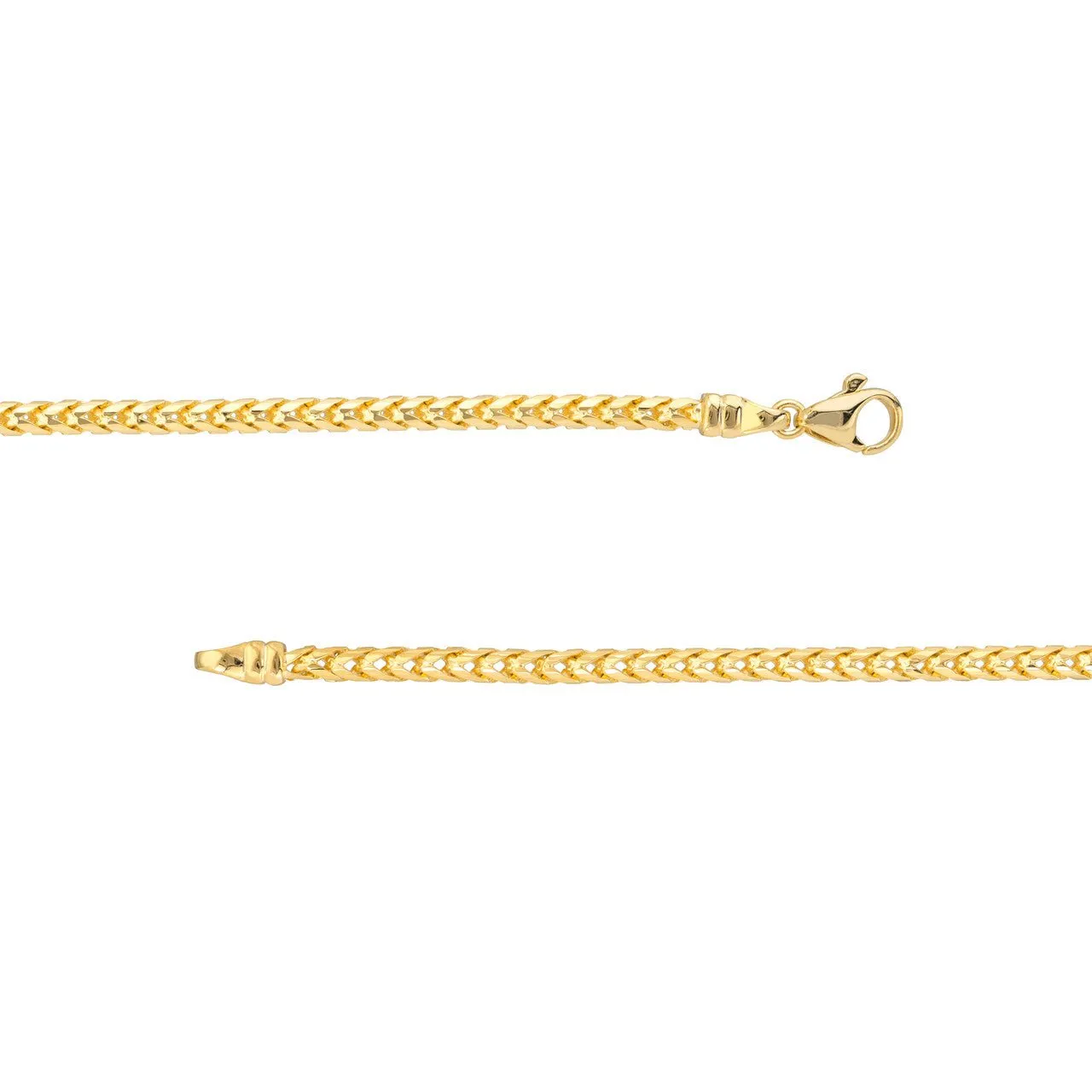 14K Gold Round Diamond Cut Franco Chain Bracelet