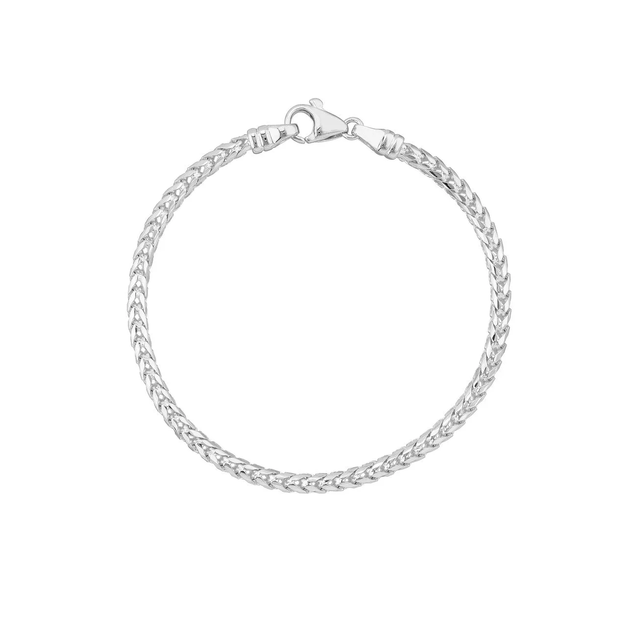 14K Gold Round Diamond Cut Franco Chain Bracelet