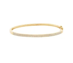 14k Pave Three Row Bangle