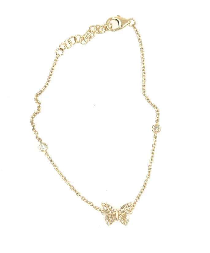 14K Petite Diamond Butterfly Bracelet