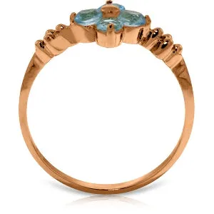 14K Solid Rose Gold Ring Natural Blue Topaz Gemstone