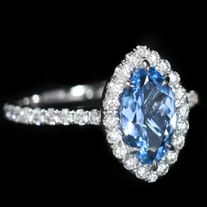 14K White Gold 1.10 Carat Aquamarine & Diamond Ring