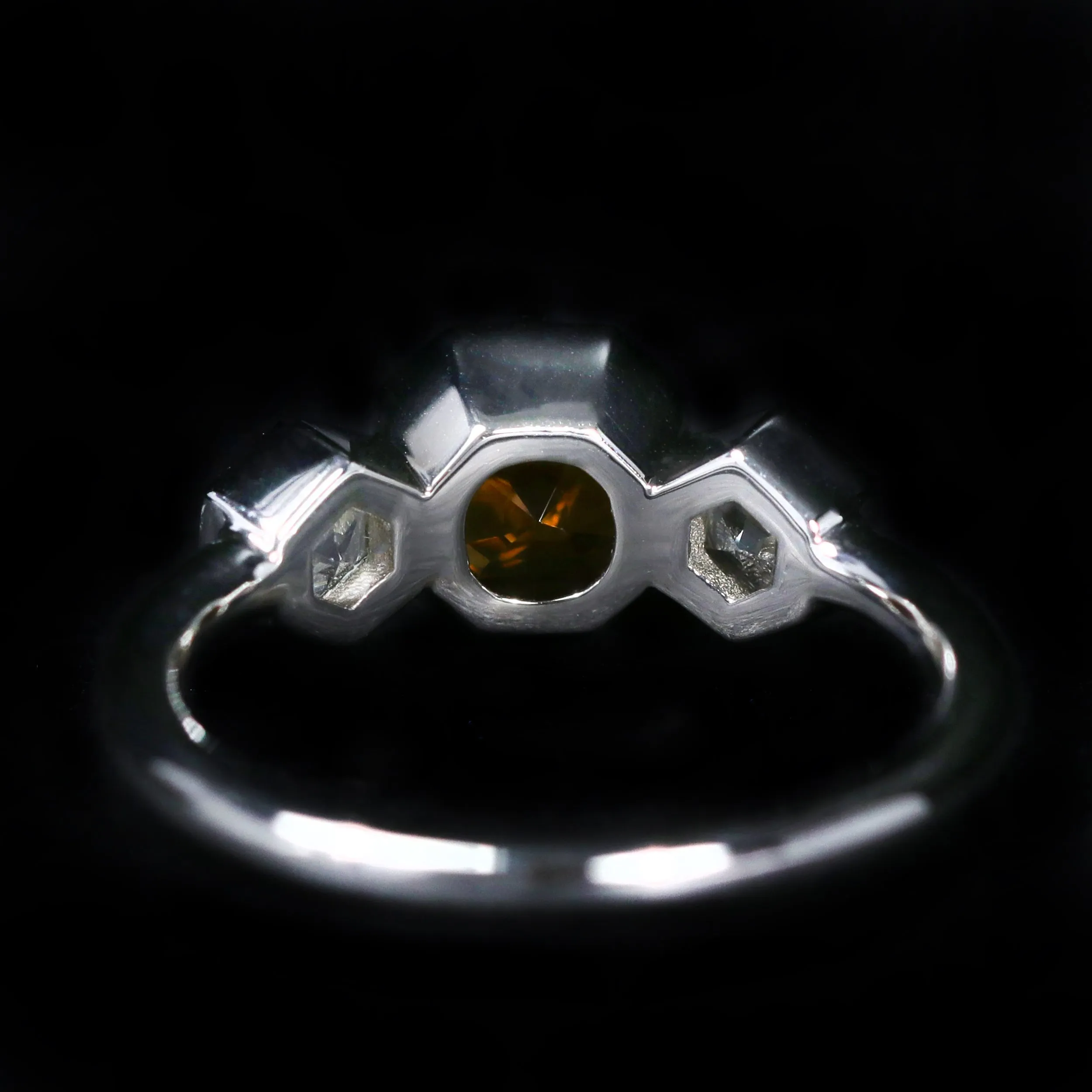 14K White Gold 1.13 Carat Citrine and Zircon Ring