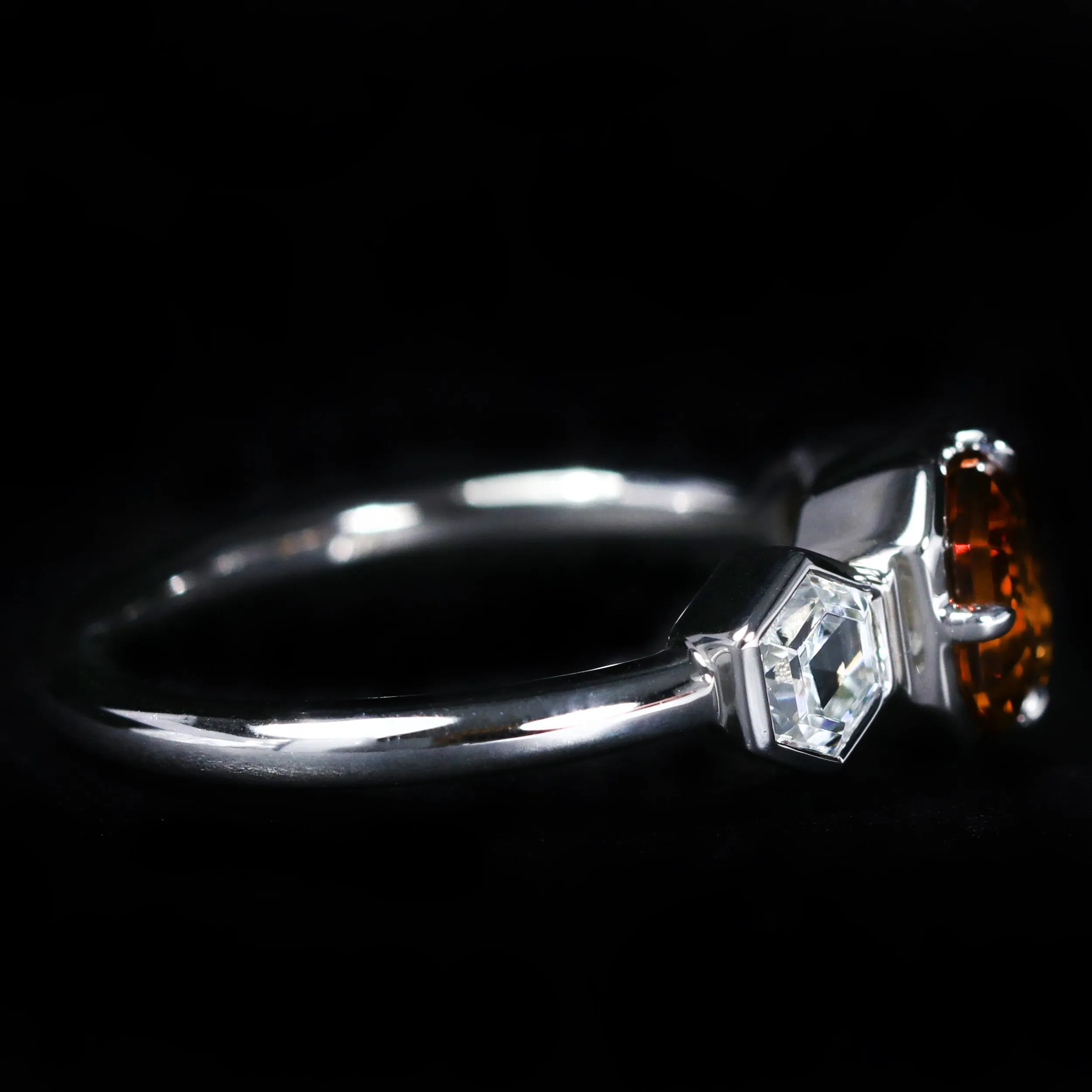 14K White Gold 1.13 Carat Citrine and Zircon Ring