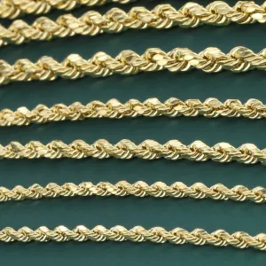 14K Yellow Gold Rope Chain Bracelet, SOLID 14K Gold Stackable Bracelet, Strong Lobster Lock, 7-7.5 In