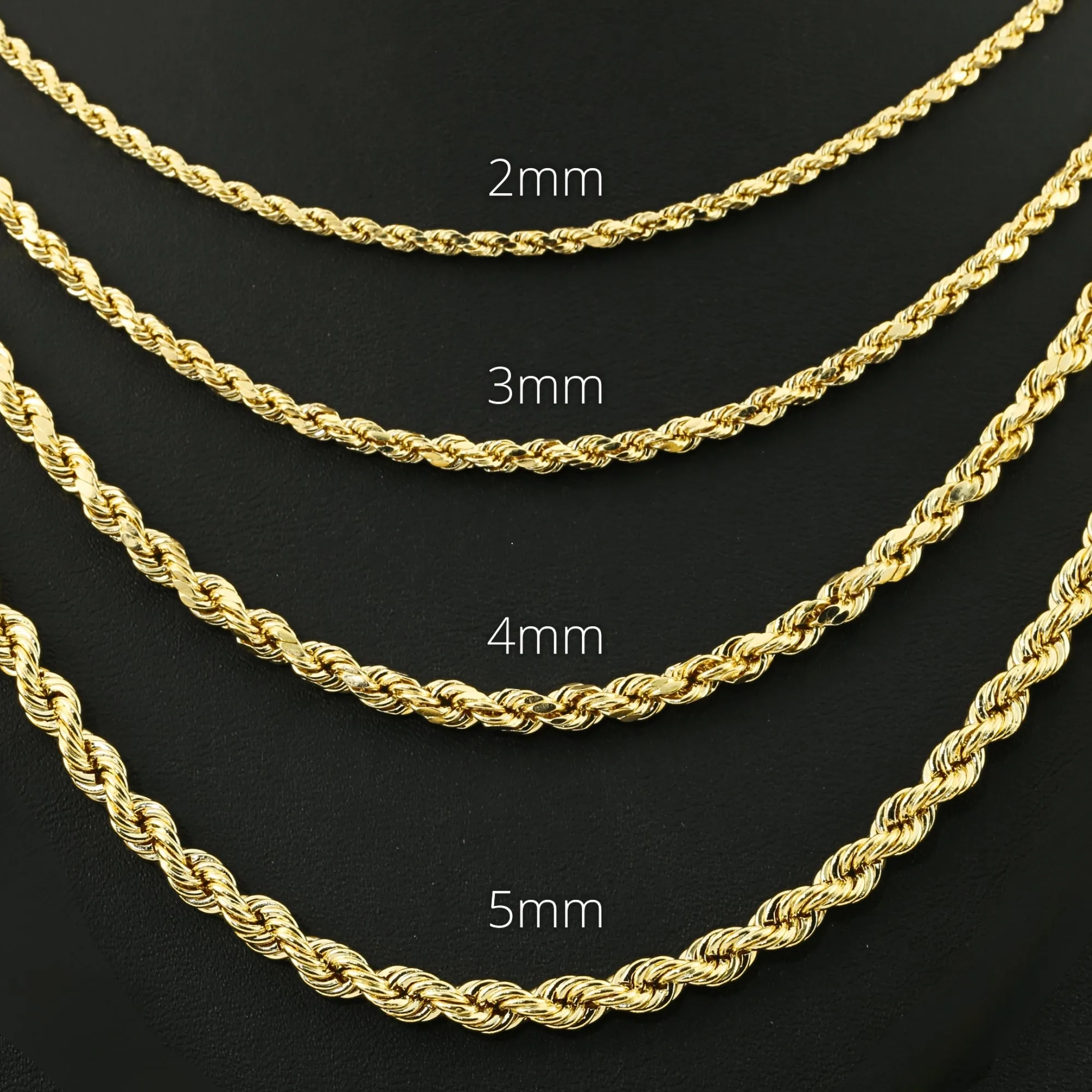 14K Yellow Gold Rope Chain Bracelet, SOLID 14K Gold Stackable Bracelet, Strong Lobster Lock, 7-7.5 In