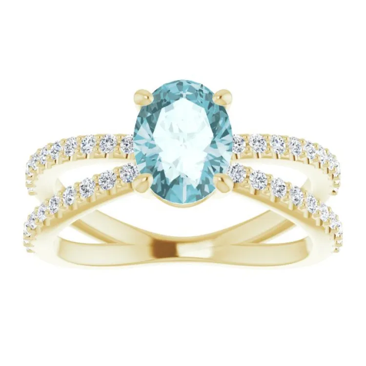 14K Yellow Natural Sky Blue Topaz & 1/3 CTW Natural Diamond Ring