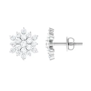 1.50 CT Cubic Zirconia Cluster Stud Earrings in Gold