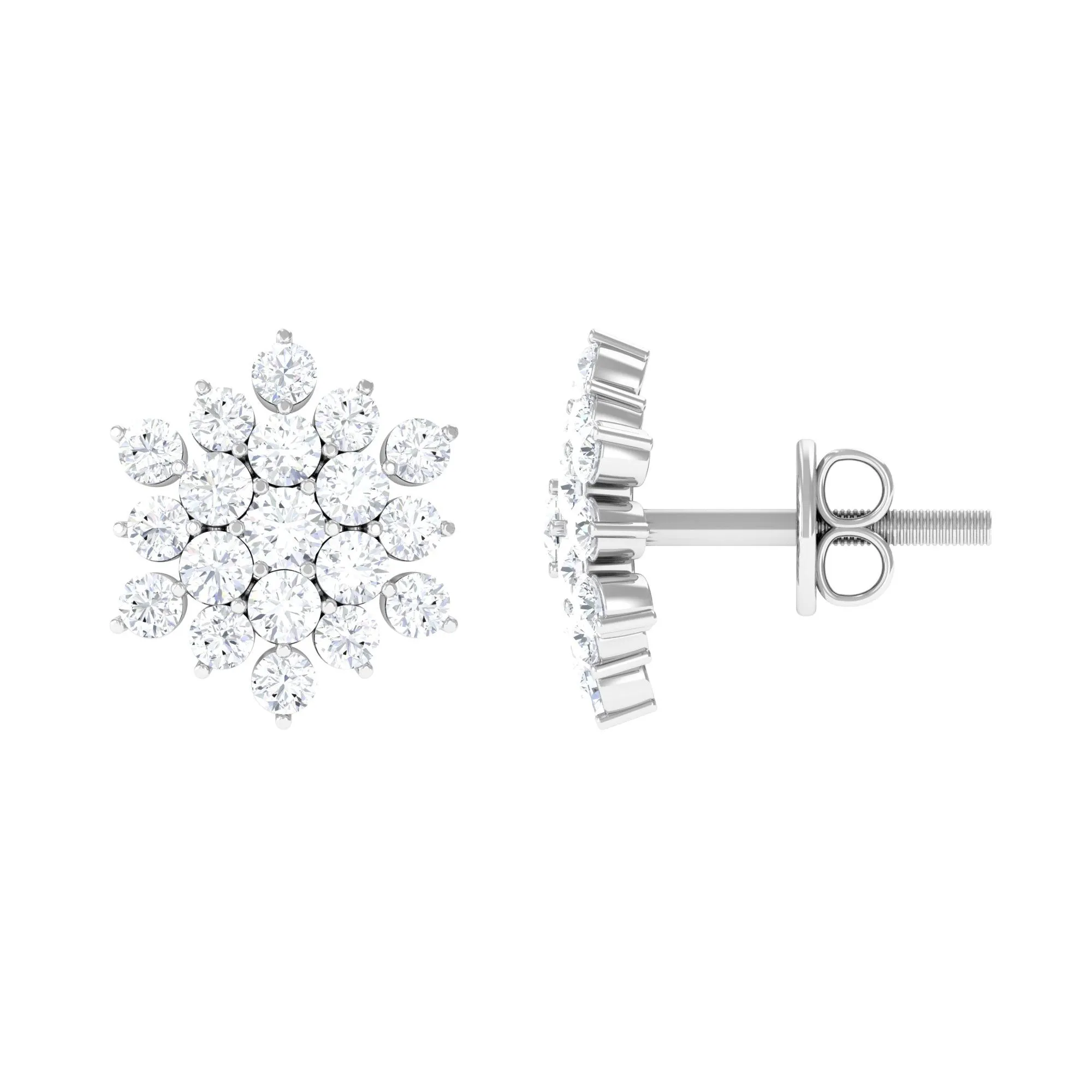 1.50 CT Cubic Zirconia Cluster Stud Earrings in Gold