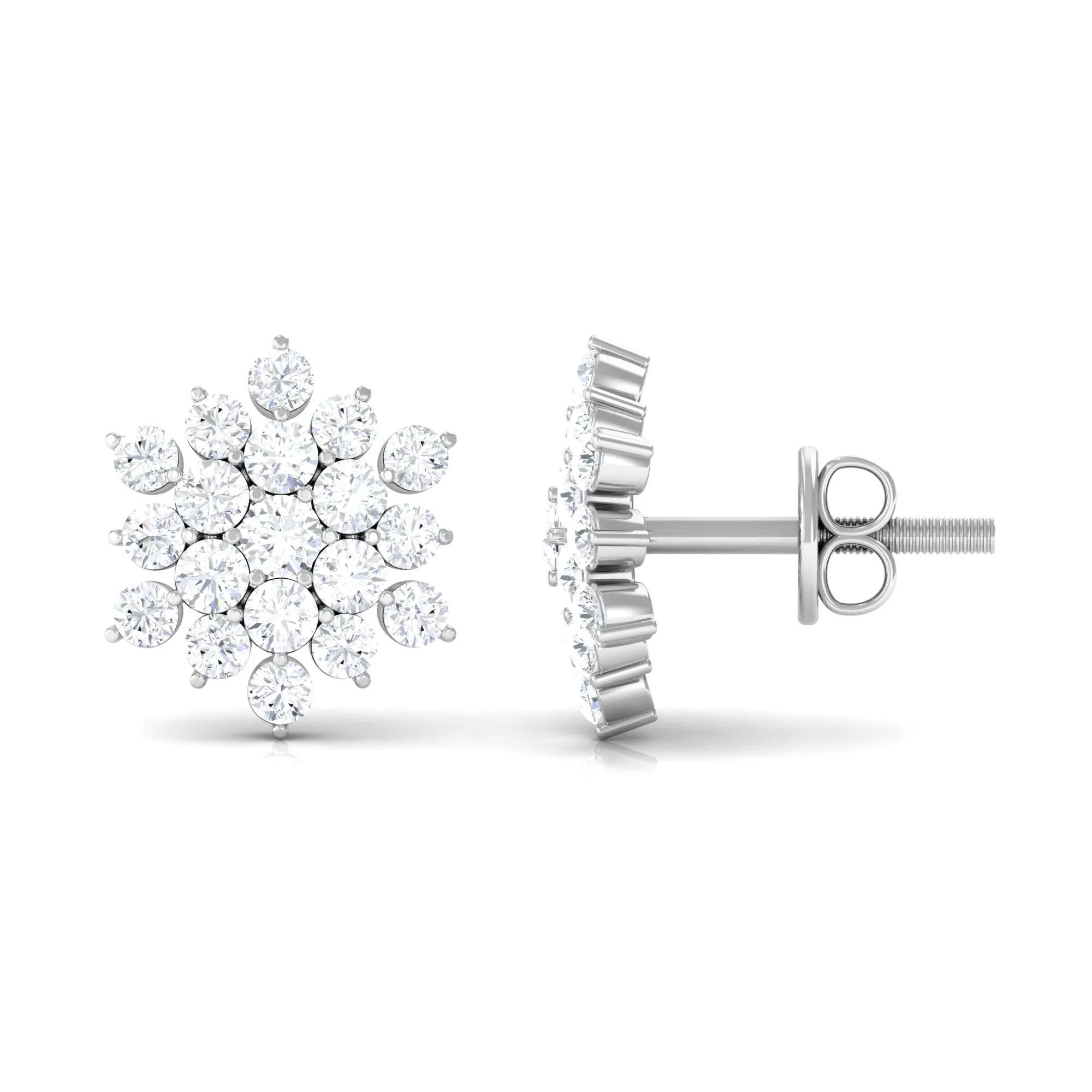 1.50 CT Cubic Zirconia Cluster Stud Earrings in Gold