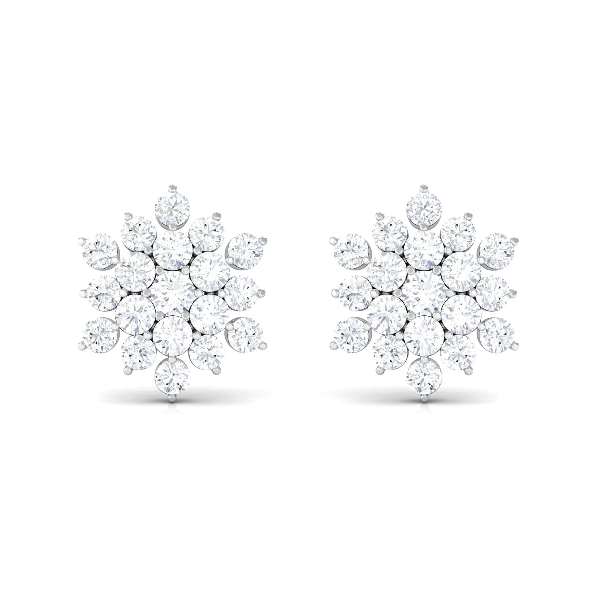 1.50 CT Cubic Zirconia Cluster Stud Earrings in Gold