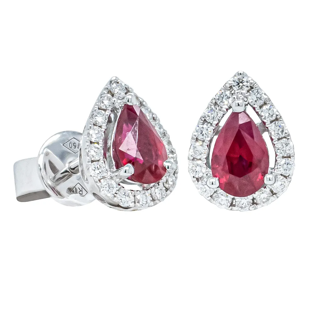 18ct White Gold .92ct Ruby & Diamond Earrings