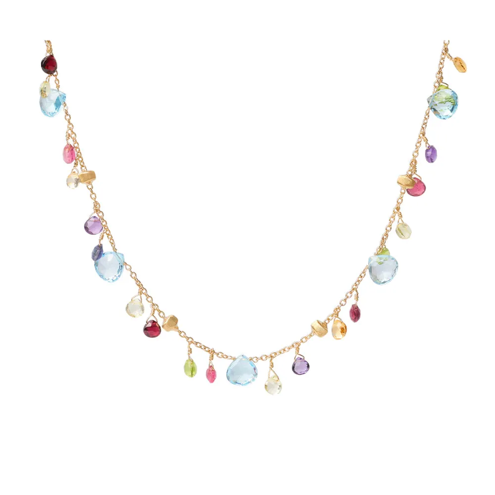 18K Gold Paradise Single-Strand Gemstone Necklace, Topaz Accents