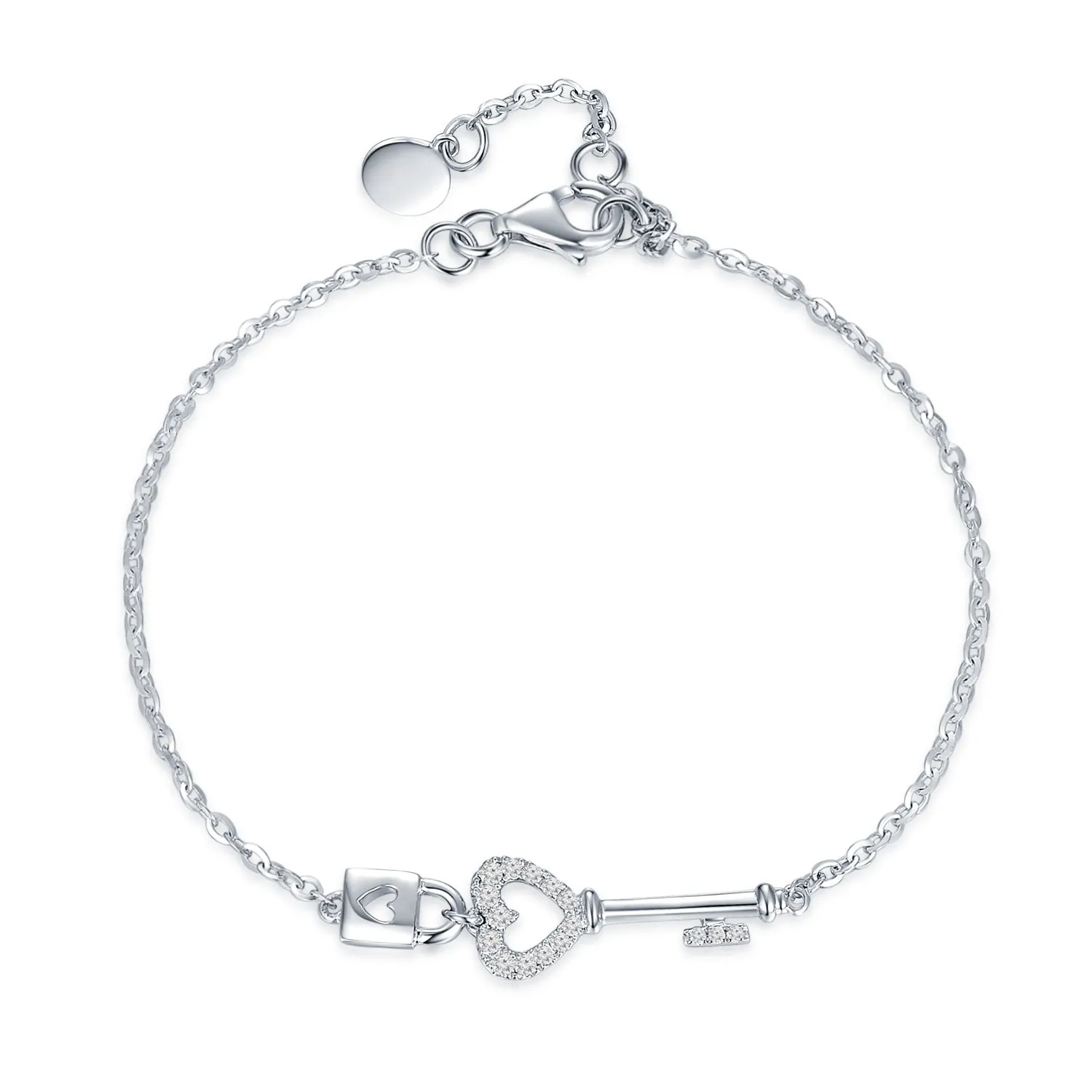 18K White Gold Diamond Key Bracelet