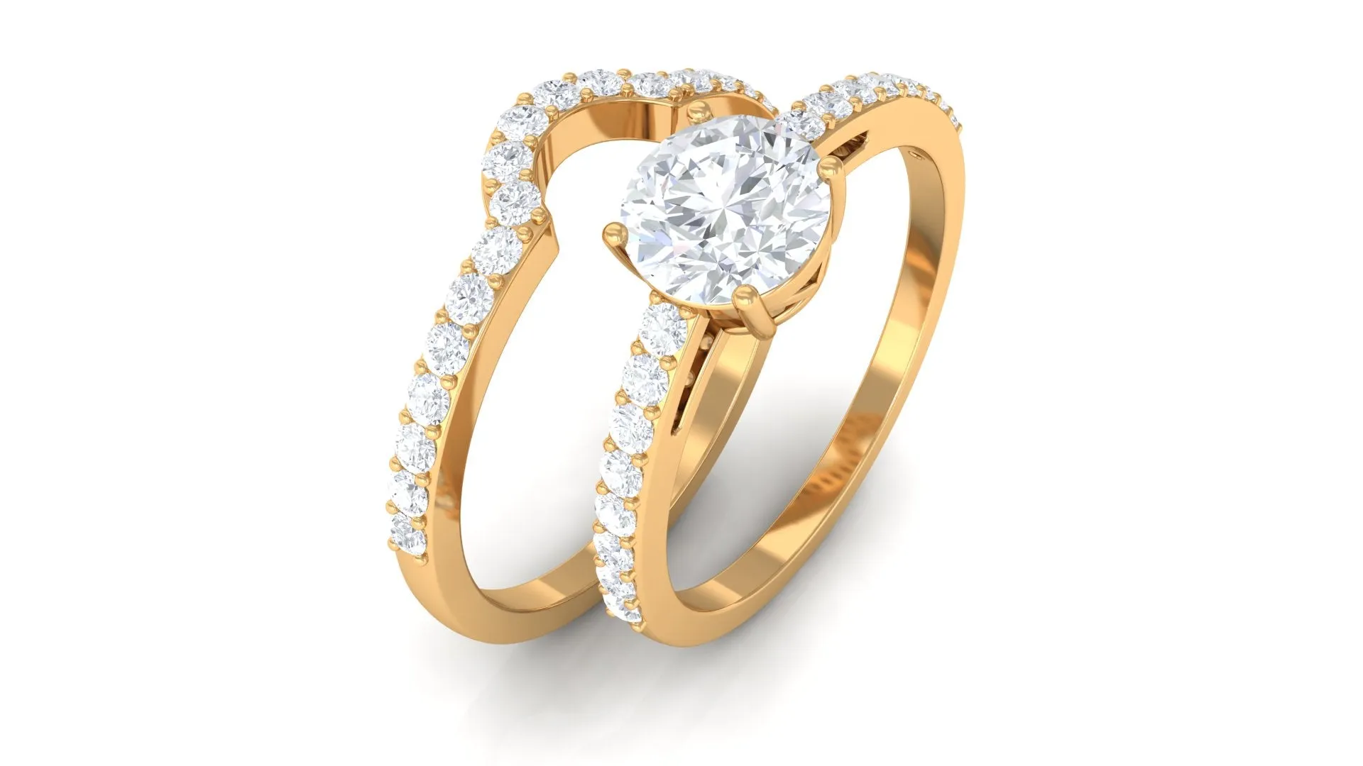 2 CT Zircon Solitaire Bridal Ring Set in Gold