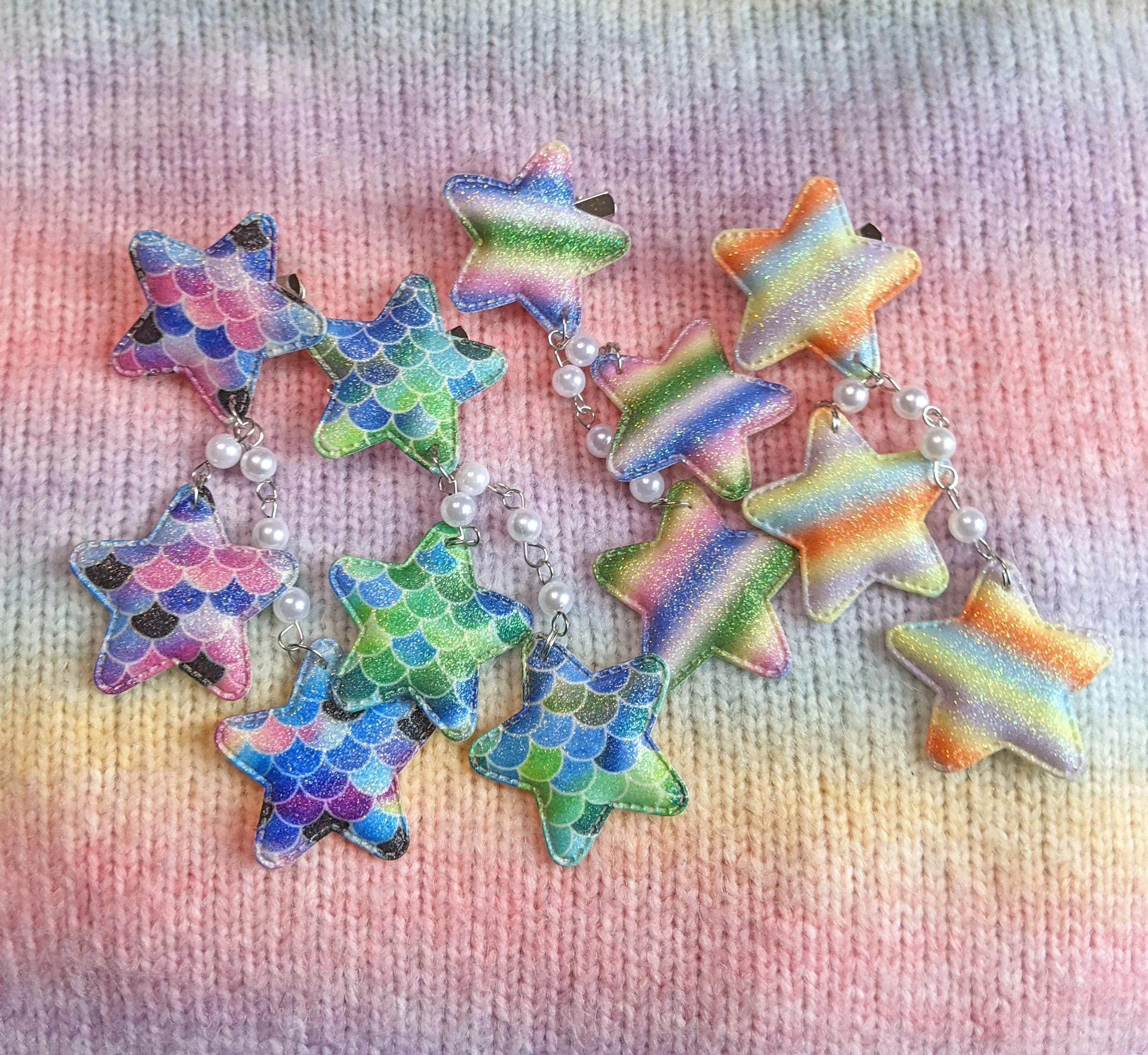 2-Way Mermaid Glitter Star Clips- Choose your color