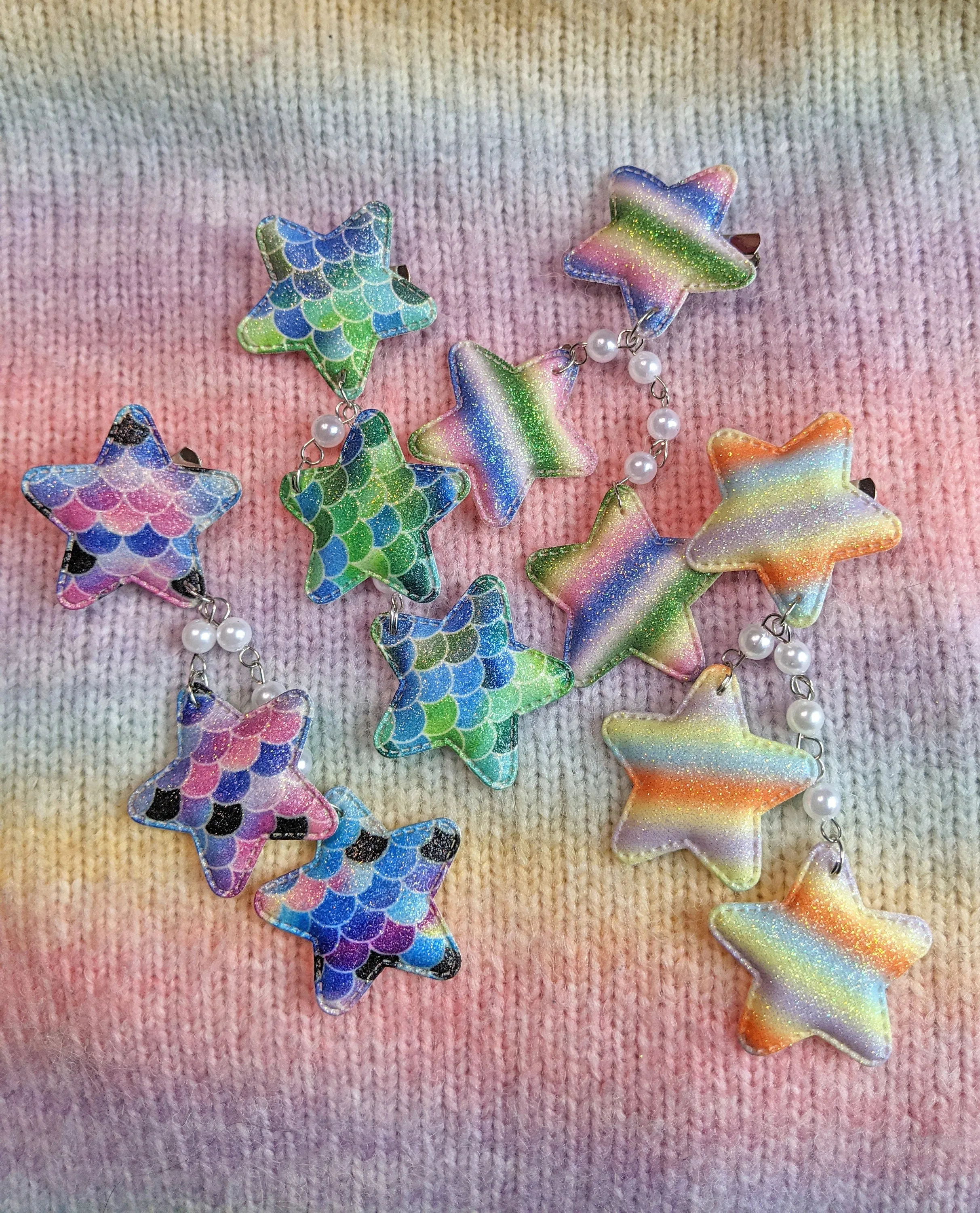 2-Way Mermaid Glitter Star Clips- Choose your color