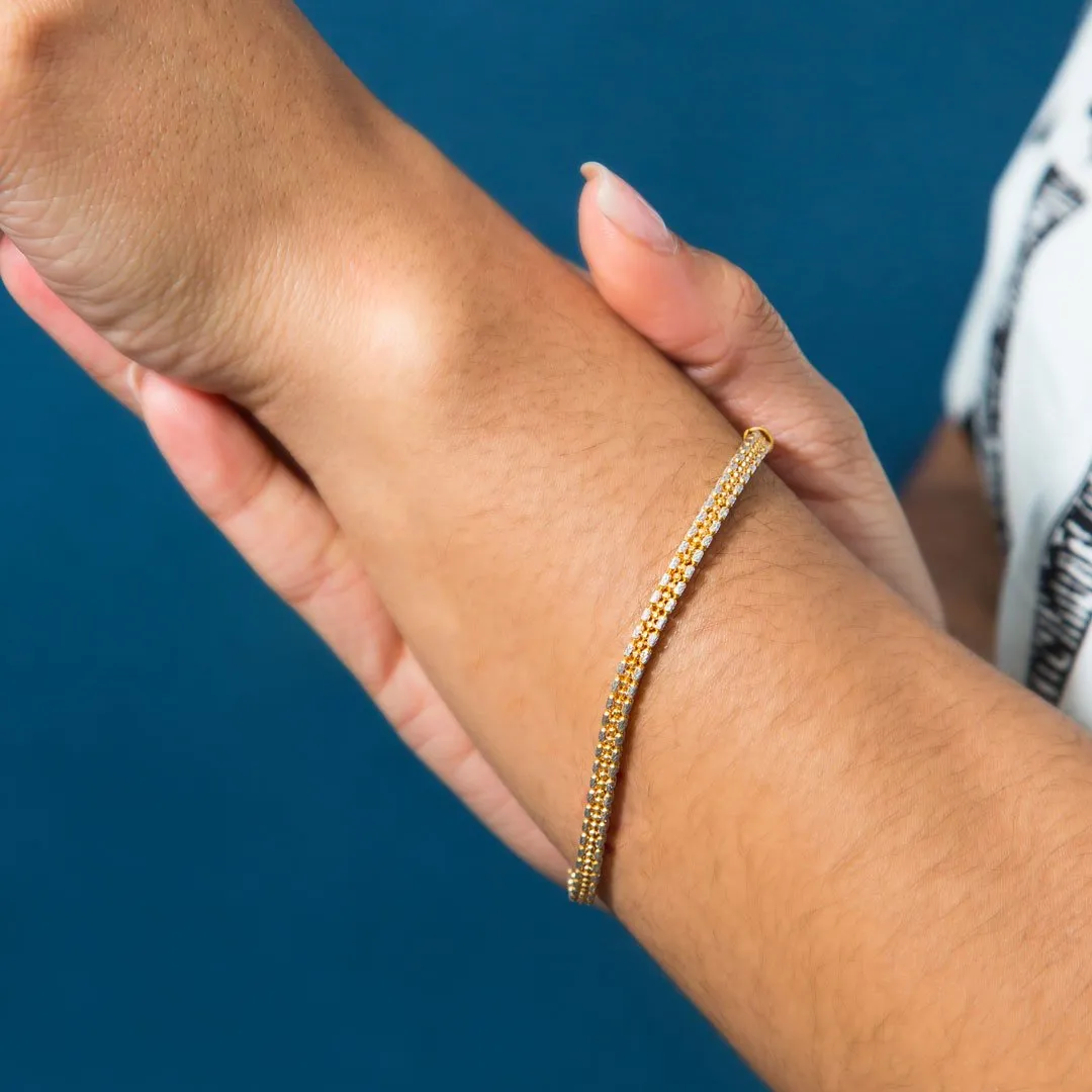 22K Multi Tone Gold Bracelet W/ Round & Rondelle Gold Beads