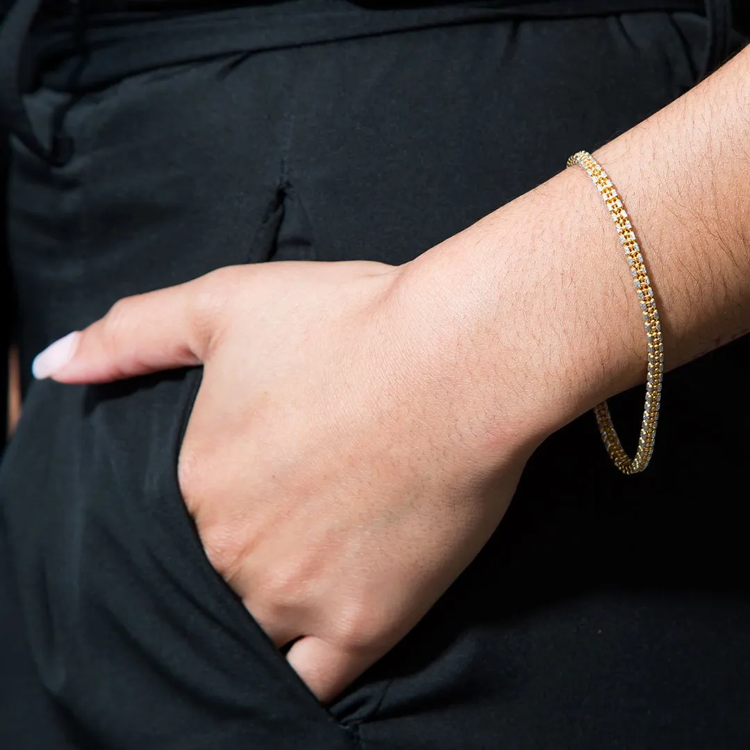 22K Multi Tone Gold Bracelet W/ Round & Rondelle Gold Beads