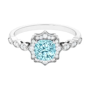 3.25 CT Shared Prong Set Aquamarine Eternity Ring