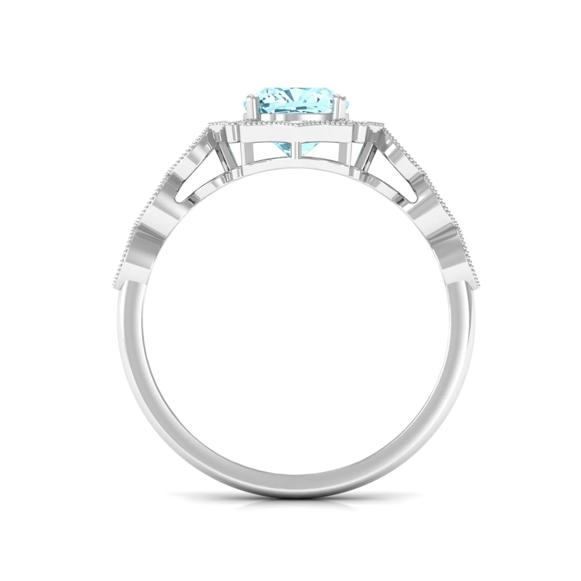 3.25 CT Shared Prong Set Aquamarine Eternity Ring