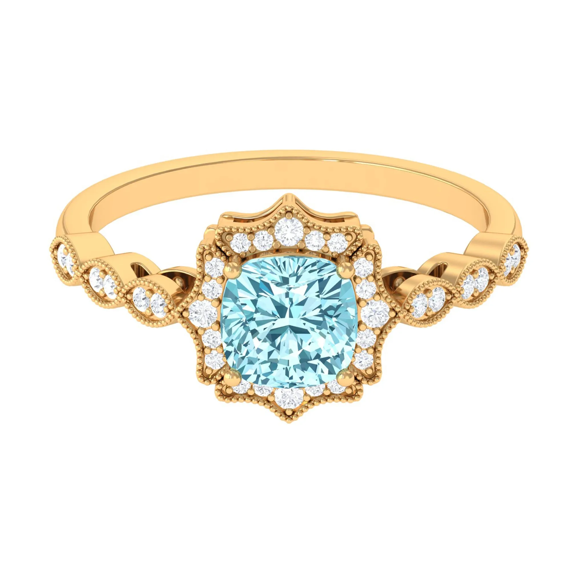 3.25 CT Shared Prong Set Aquamarine Eternity Ring