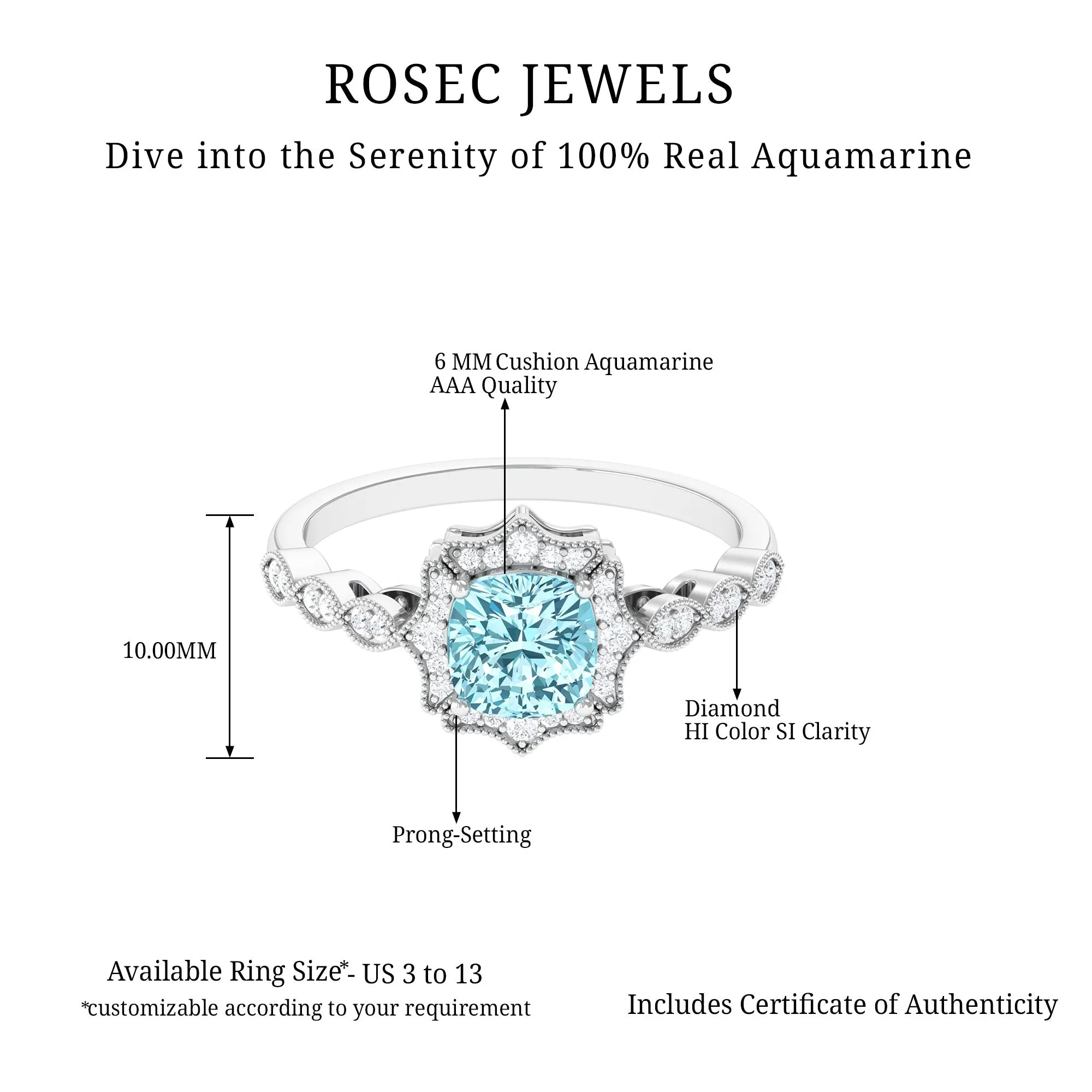 3.25 CT Shared Prong Set Aquamarine Eternity Ring