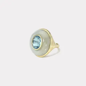 4.25ct Aquamarine in Hand Carved Aquamarine Lollipop Ring