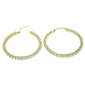 6 Carat 14K Solid Yellow Gold Alana Aquamarine Hoop Earrings