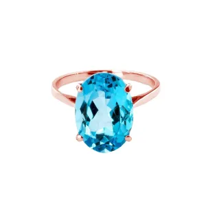 8 Carat 14K Solid Rose Gold Ring Natural Oval Blue Topaz