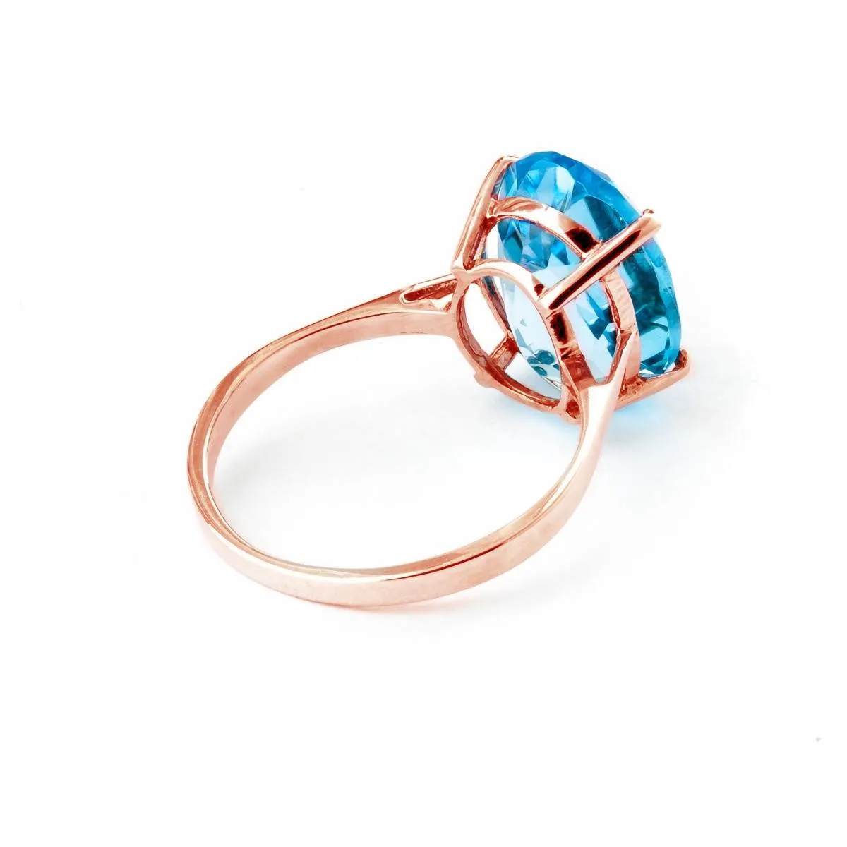 8 Carat 14K Solid Rose Gold Ring Natural Oval Blue Topaz