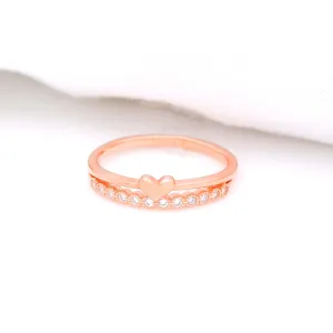 925 Rosegold Heart Cluster Promise Ring