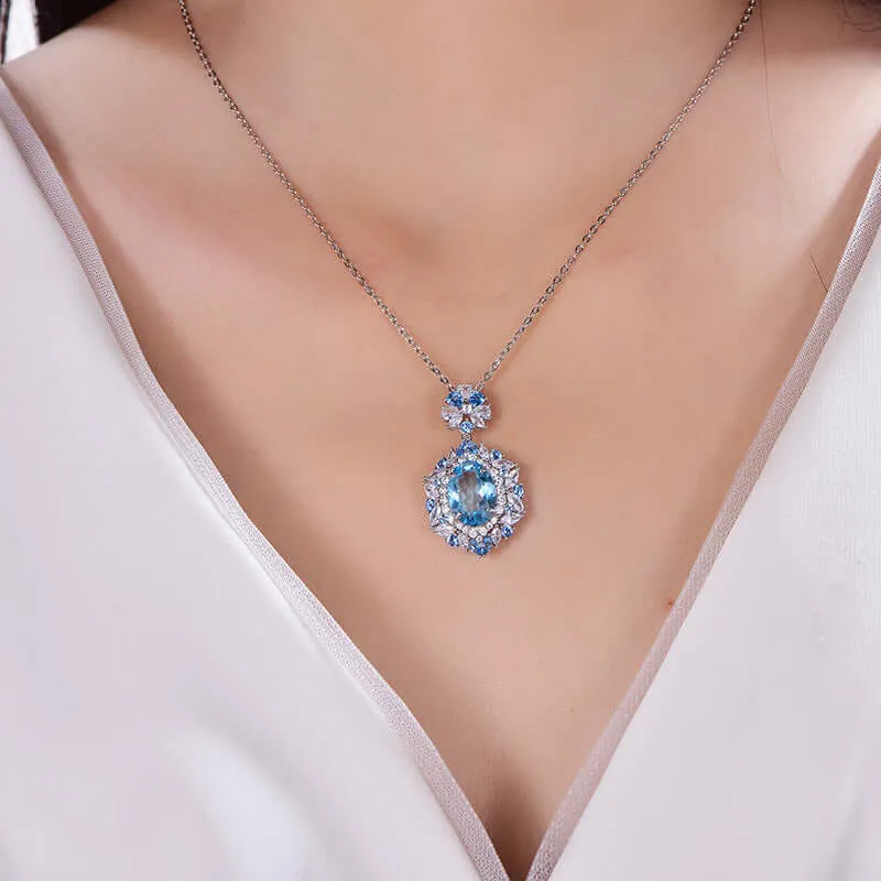 925 Silver Round Topaz Necklace