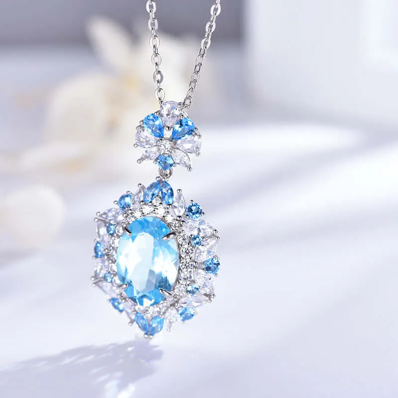 925 Silver Round Topaz Necklace