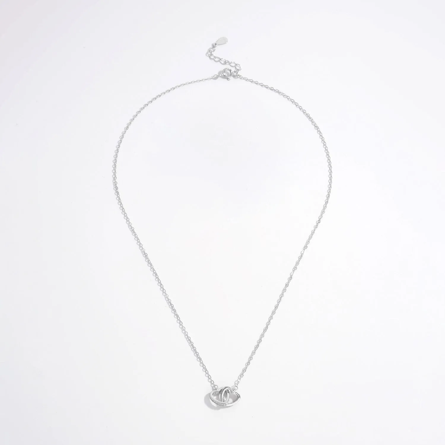 925 Sterling Silver Inlaid Zircon Heart Necklace