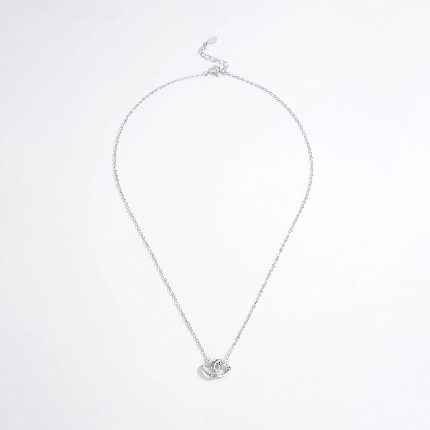 925 Sterling Silver Inlaid Zircon Heart Necklace