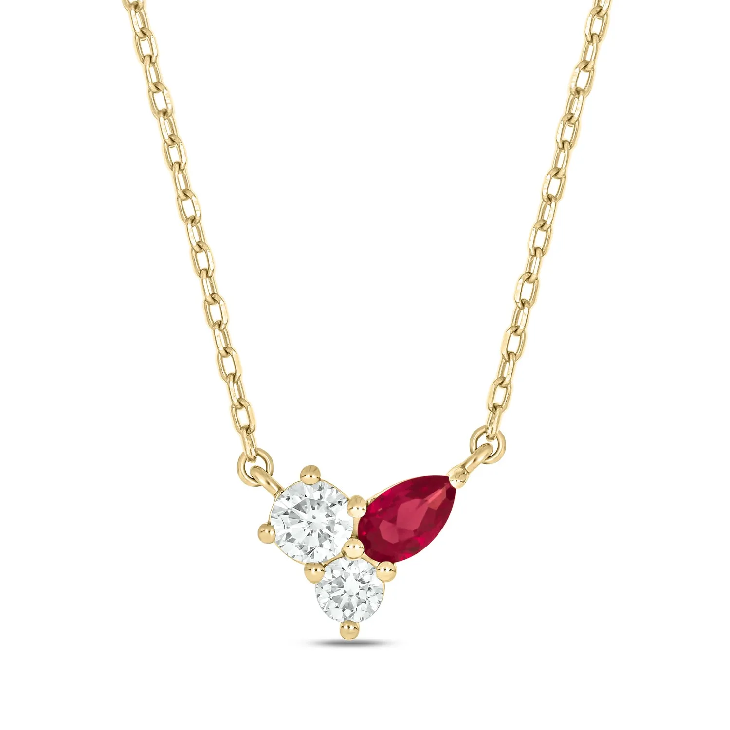 9ct Yellow Gold Pear & Round Cut Created Ruby 0.30 Carat tw Lab Grown Diamonds Pendant