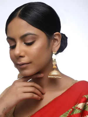 Alloy Jhumka Earrings in Gold