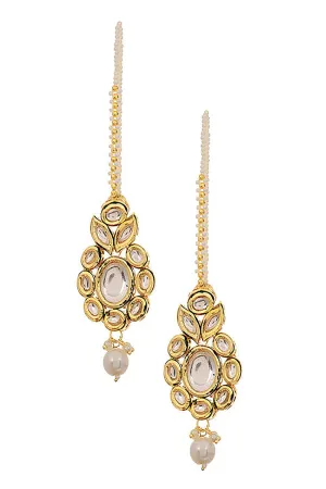 Alloy Kundan Earring in Gold and White