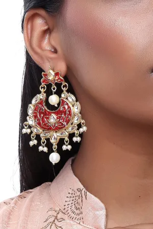 Alloy Large Dangle Earrings in Maroon